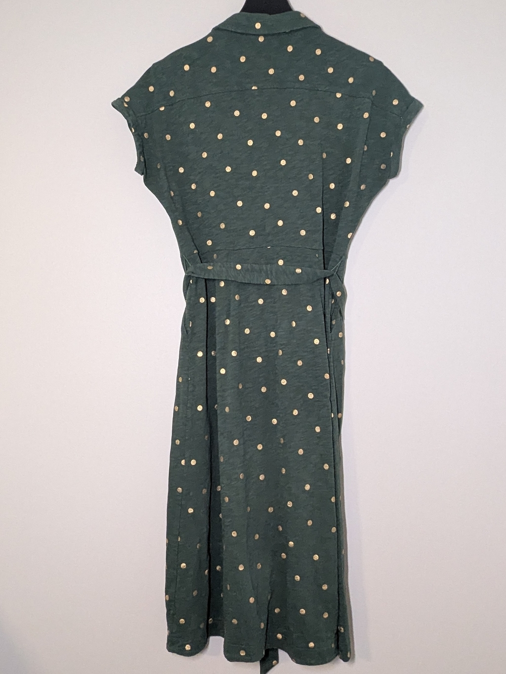 Boden Belinda Olive Gold Spot Belted Jersey Shirt Dress 8R Preppy Workwear Yes - Picture 2 of 9